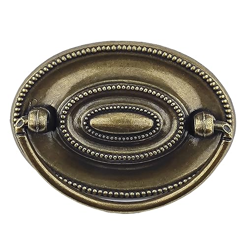 2 1/4" Antique Brass Oval Drop Swing Cabinet Knob Hardware 57 mm 2.25" Centers P52694