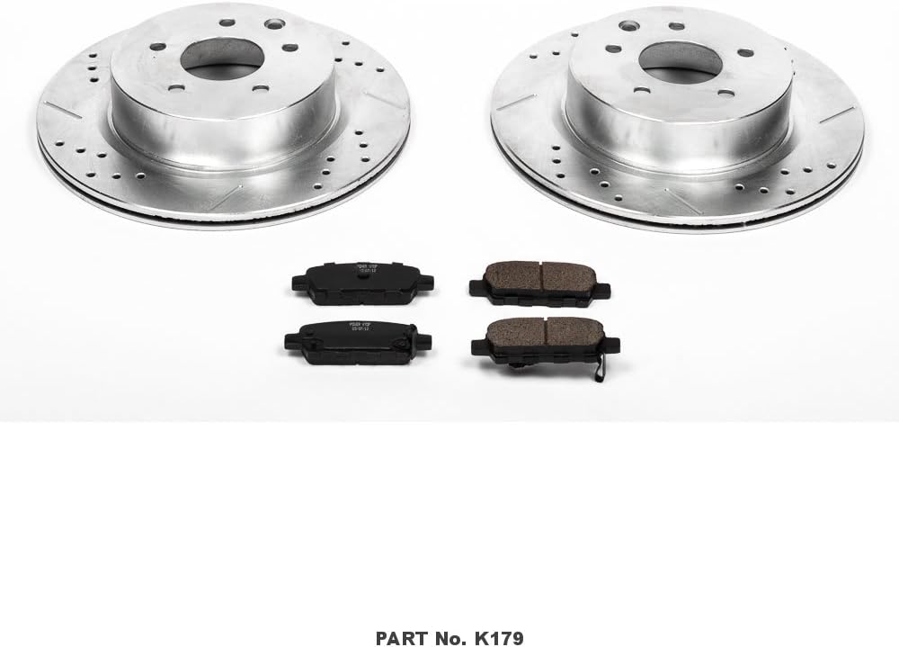 Rear Z23 Carbon Fiber Brake Pads with Drilled & Slotted Brake Rotors Kit M30290