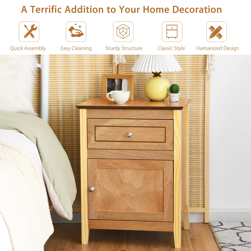 Natural Nightstand with Drawer U9494