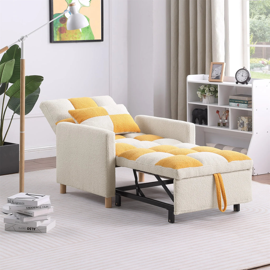 3-in-1 Convertible Sleeper Chair Bed Yellow P2897