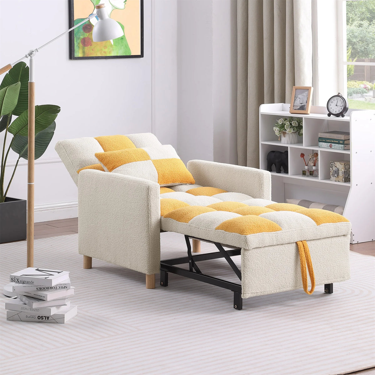 3-in-1 Convertible Sleeper Chair Bed Yellow P2897