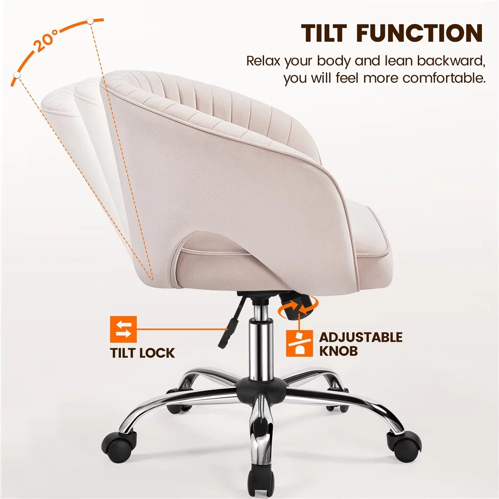 Cream Velvet Tufted Office Chair Z7202