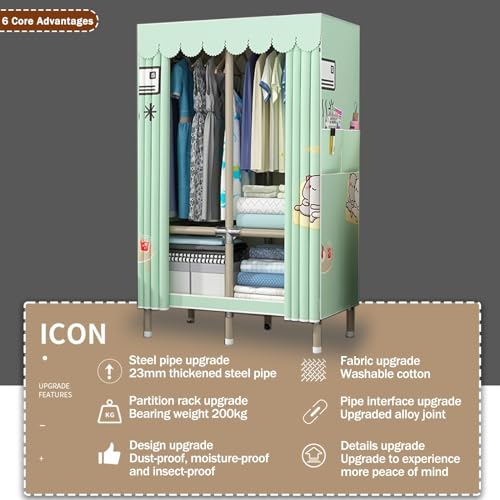 Canvas Wardrobe with Shelves and Hanging Rail K65989