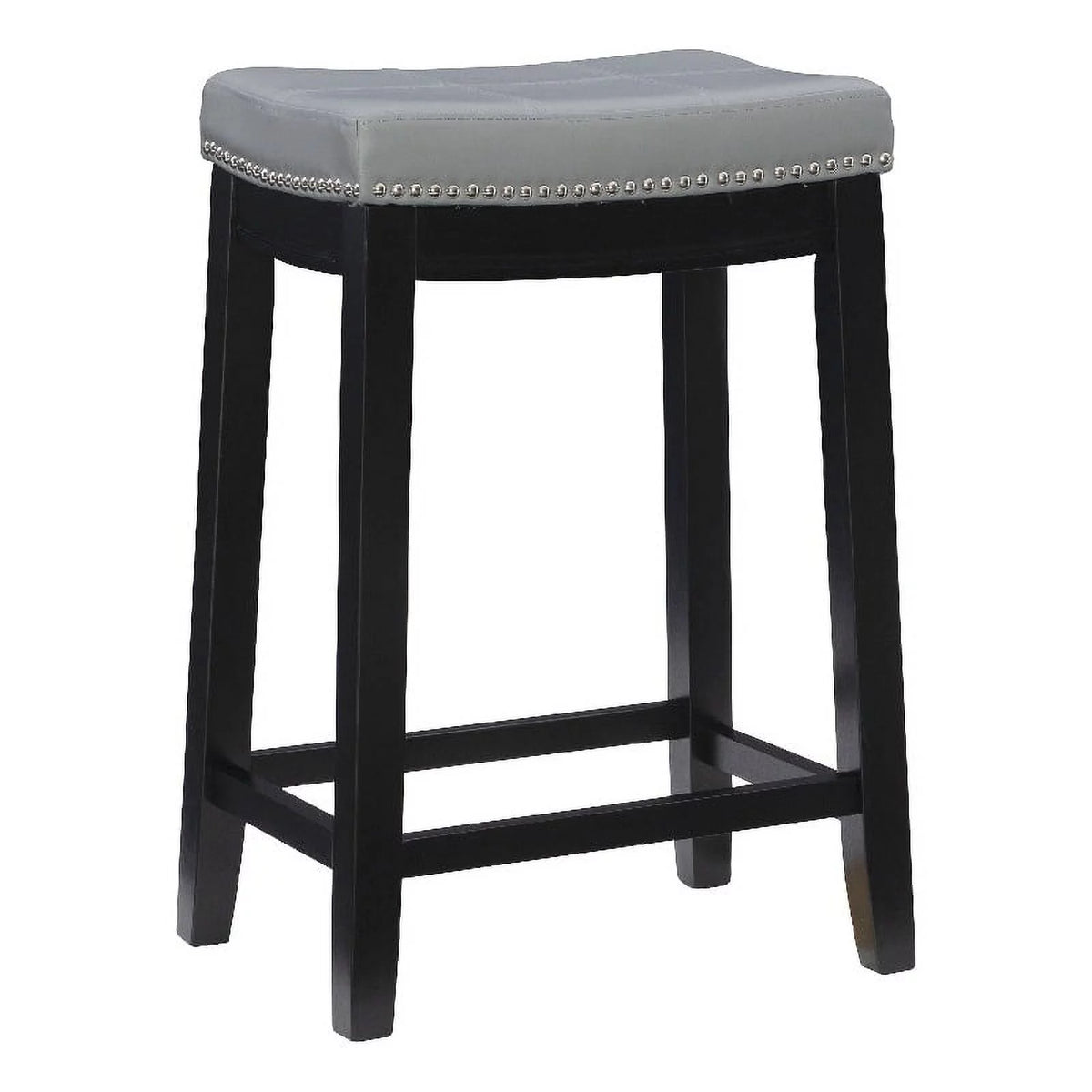Gray Faux Leather Wood Backless Counter Stool N780697