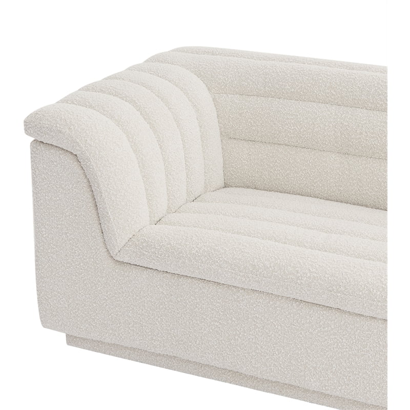 Cream Boucle Fabric Loveseat H2468