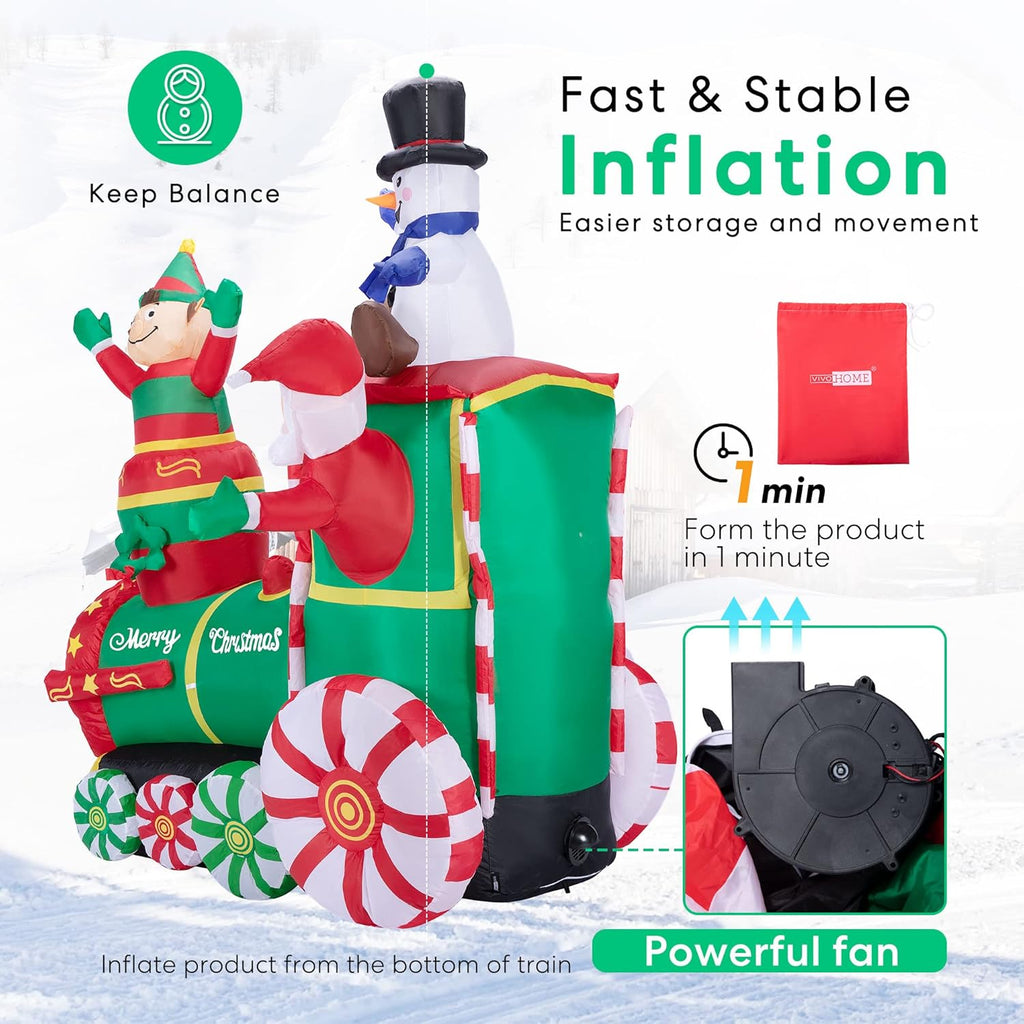 6ft Height Christmas Inflatable Santa Claus with Elf and Snowman Built-in LED Lights I741732