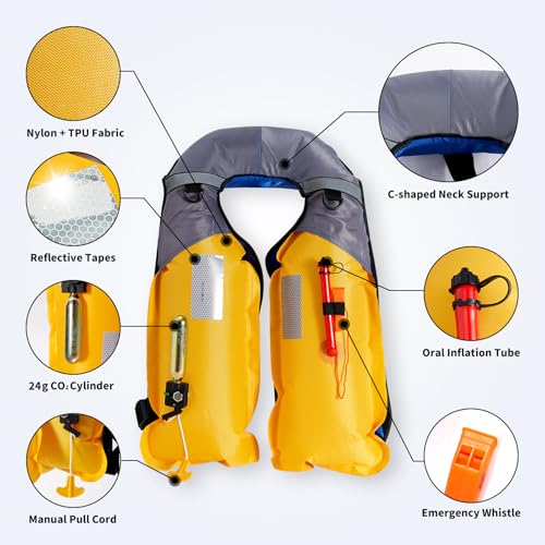 Manual Inflatable Swim Jacket with Zipper Pocket E728804