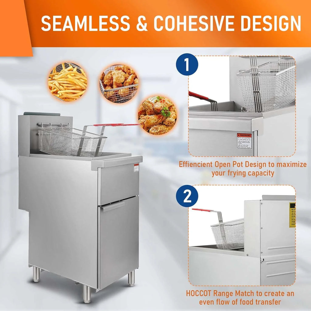 Commercial Stainless Steel Gas Deep Fryer with 2 Baskets D69663