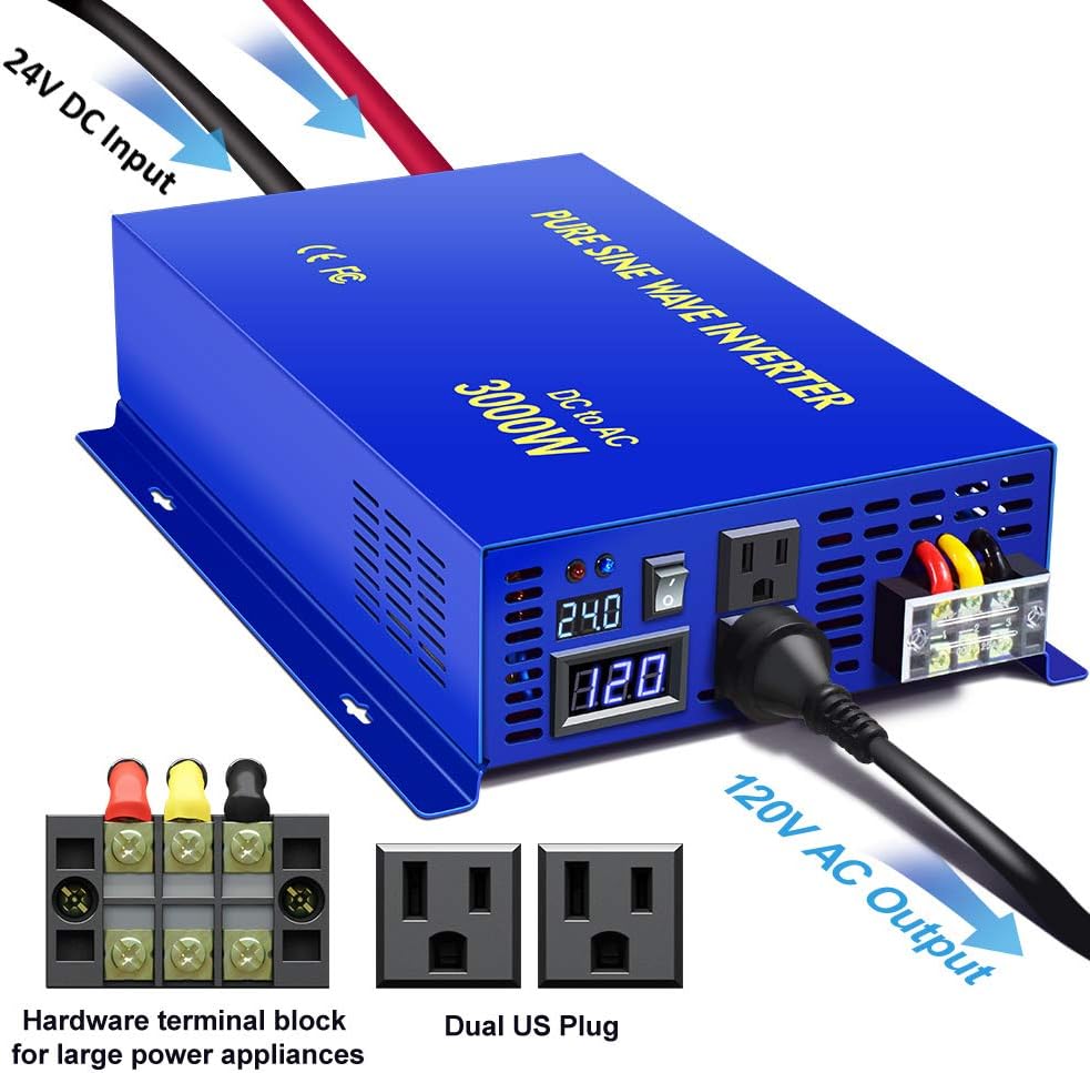 Pure Sine Wave Power Inverter 3000W 24V DC to AC 110V V112