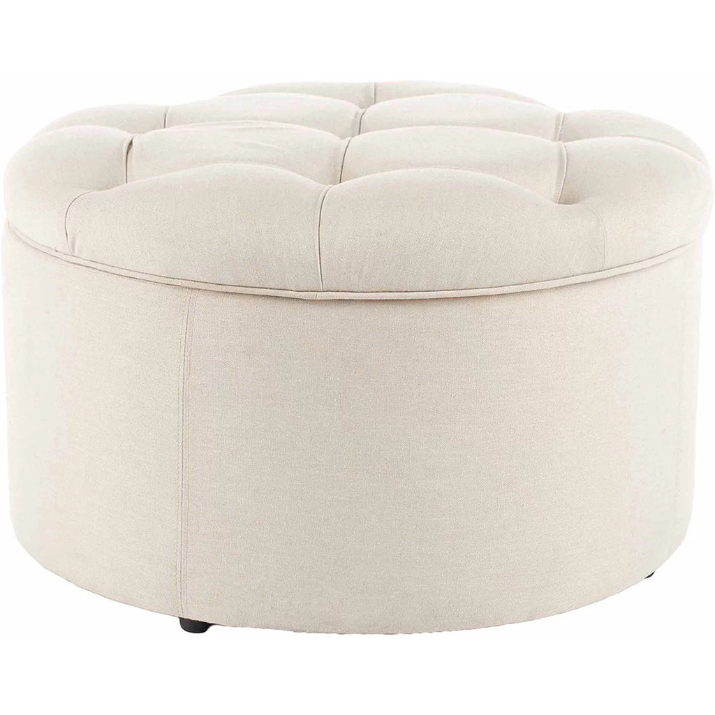 Off-White Floral Round Shoe Storage Ottoman Y5323