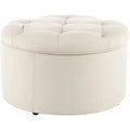 Off-White Floral Round Shoe Storage Ottoman Y5323