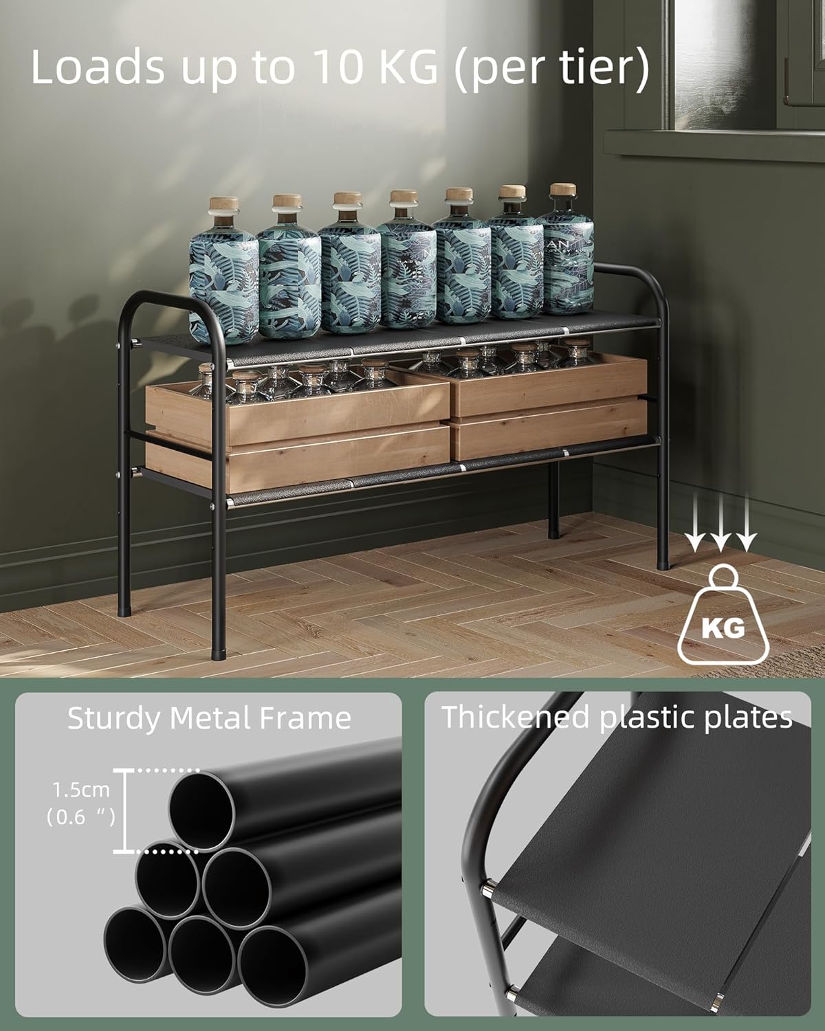 2 Tier Expandable Under Sink Organizer Shelf with 8 Removable Panels M920320