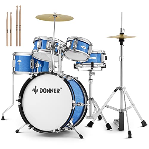 5-Piece 14 inch Full Size Junior Drum Kit Metallic Black Z49780