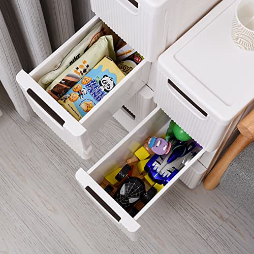 Narrow Storage Drawer Cart with Slide Out Drawer, Plastic Storage Tower with Wheels X540
