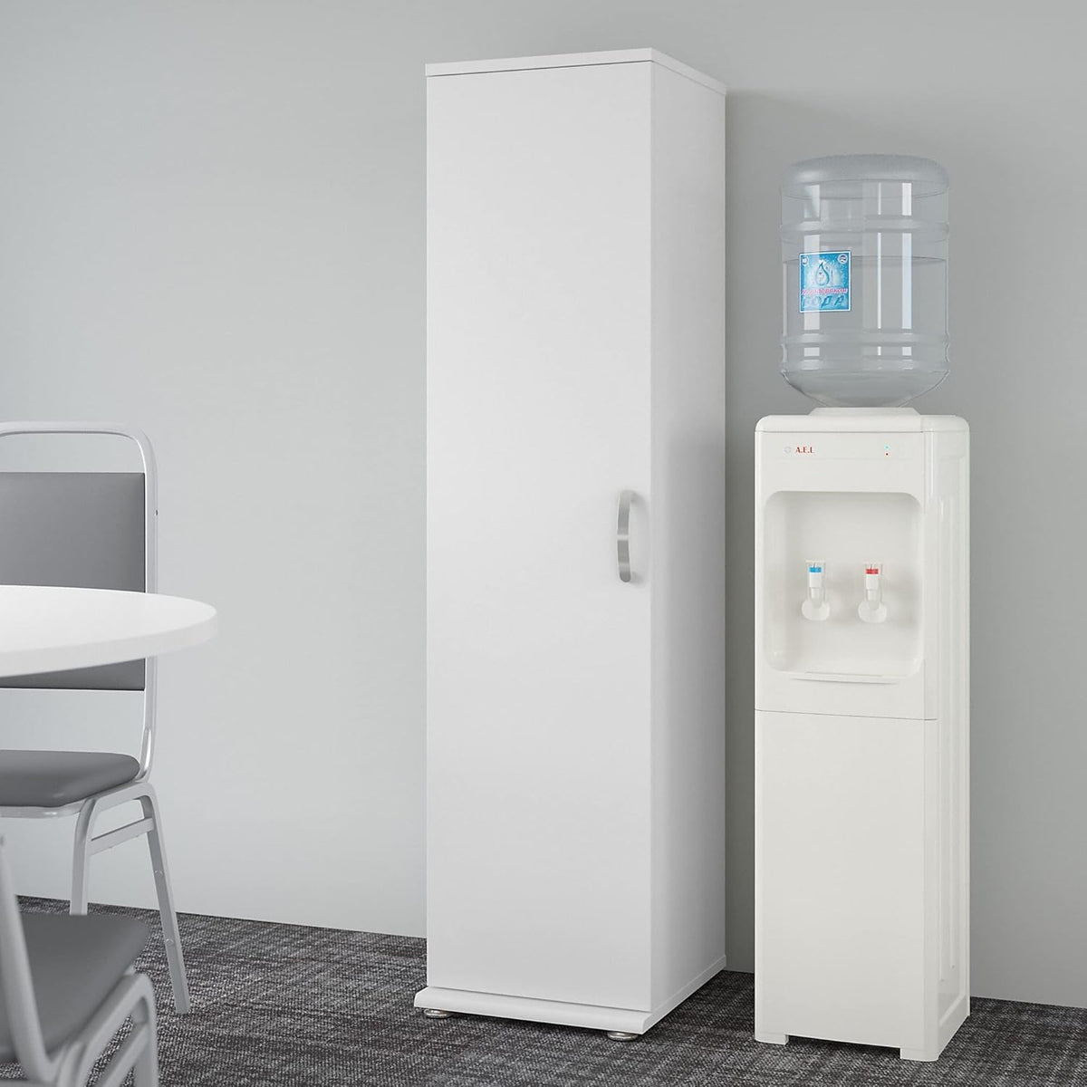 White Storage Cabinet with Door and Shelves G41745