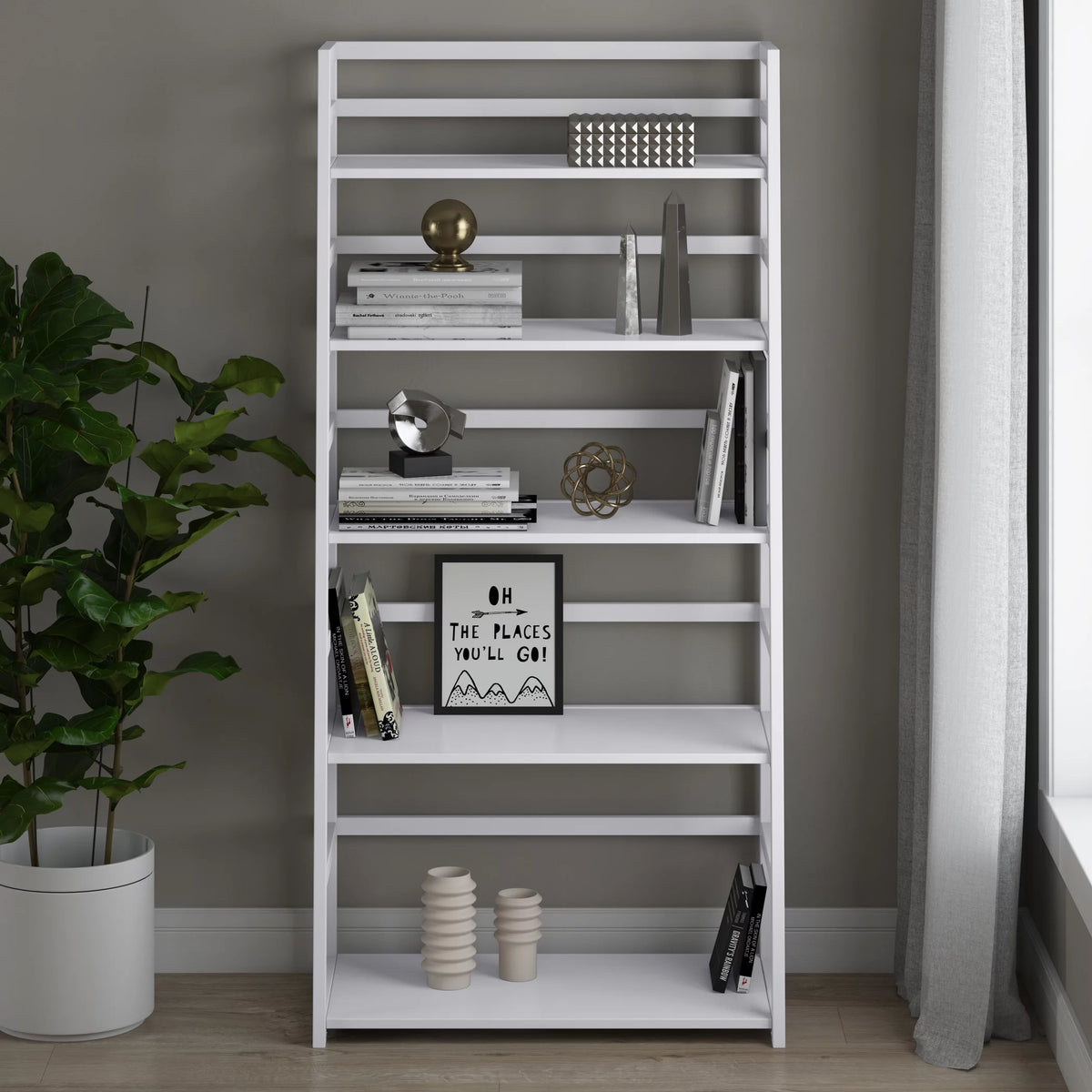 White Ladder Shelf Bookcase X515