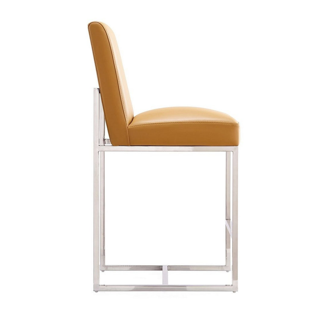 Camel Polished Chrome Stainless Steel Counter Height Bar Stool Set of 2 Z4704