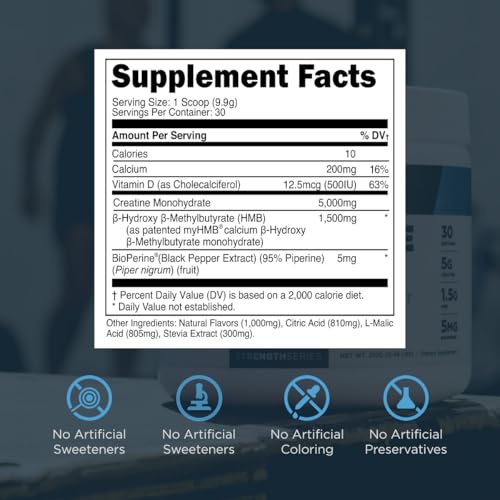 Creatine Monohydrate Powder with HMB, 30 Servings, Unflavored H643836