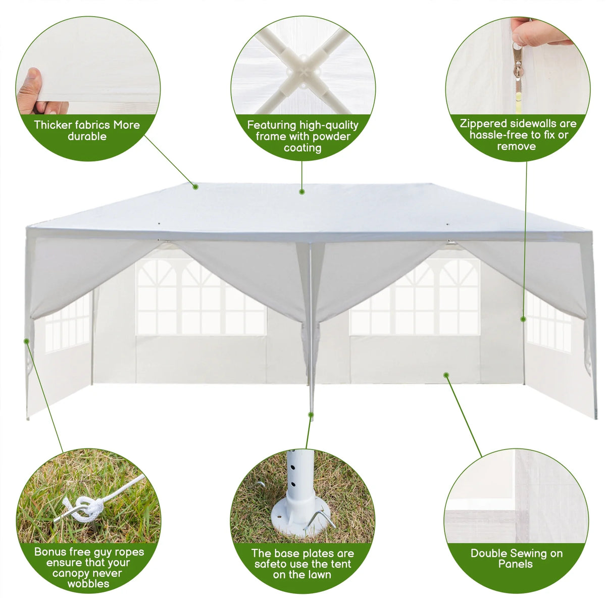 10'x 20' Party Tent Canopy with 6 Sidewalls G82972