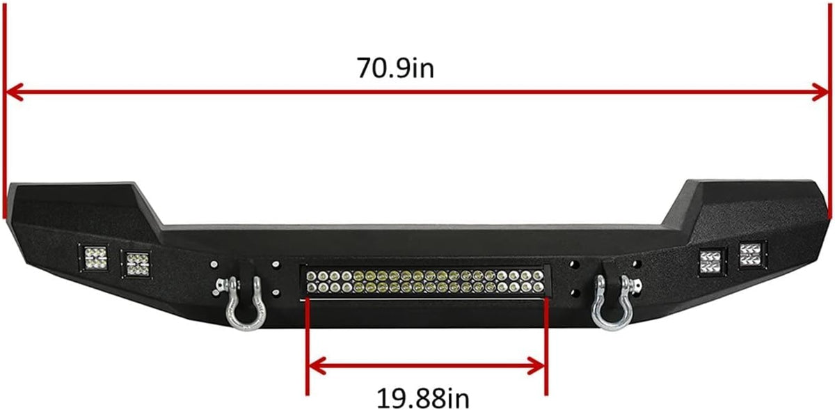 Front and Rear Bumpers with Tire Carrier & LED Light Bar & Hitch Receiver O758942