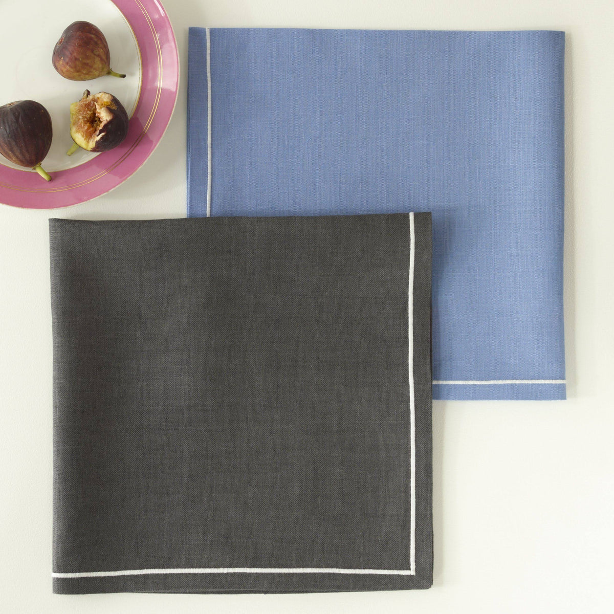 Satin Stitch Napkins, Set of 4, Grey L9492