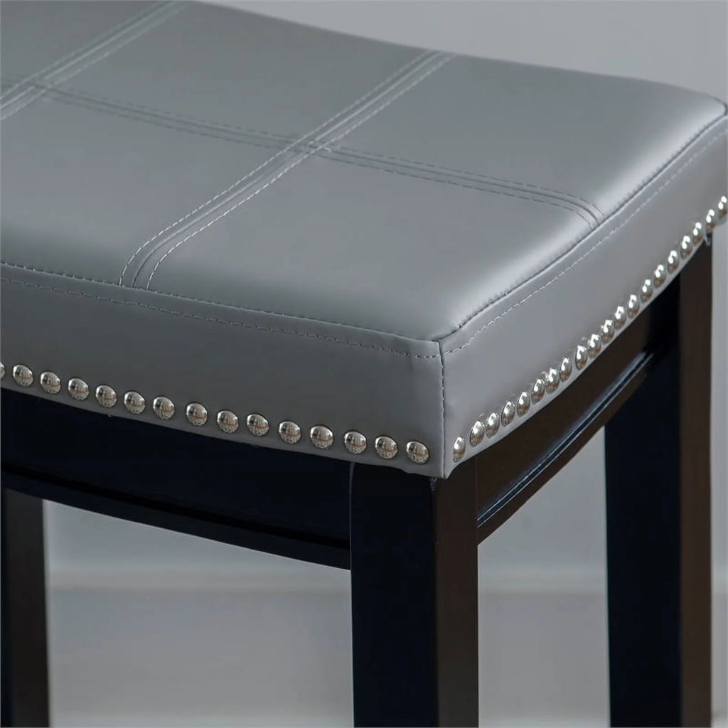 Gray Faux Leather Wood Backless Counter Stool N780697