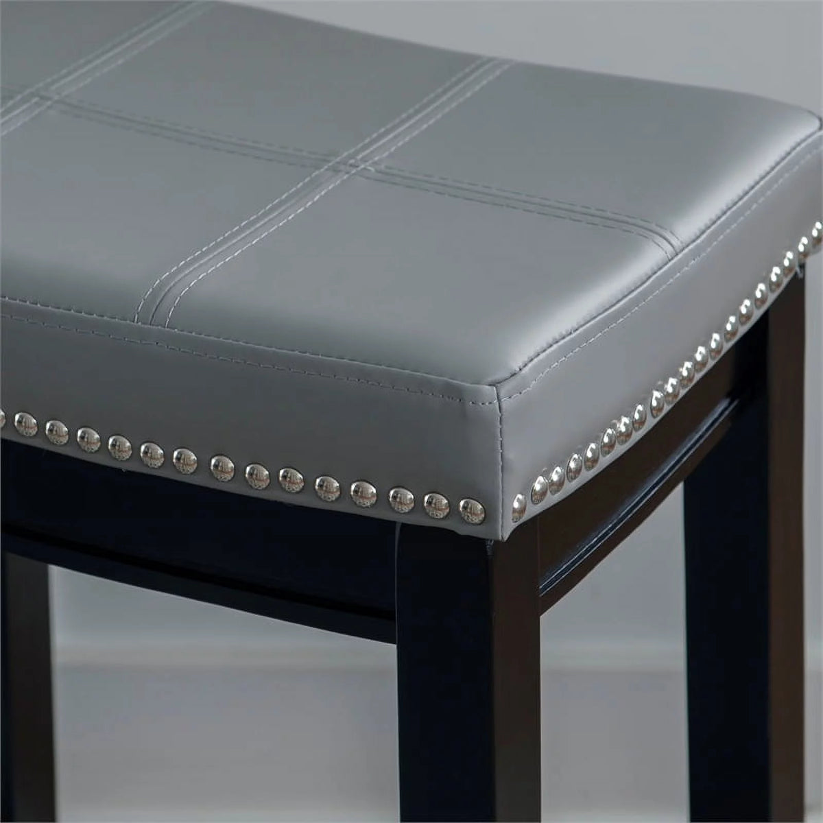 Gray Faux Leather Wood Backless Counter Stool N780697