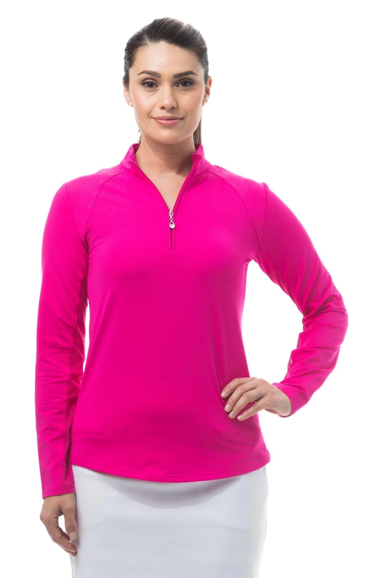 Fiesta Pink Zip Mock C956