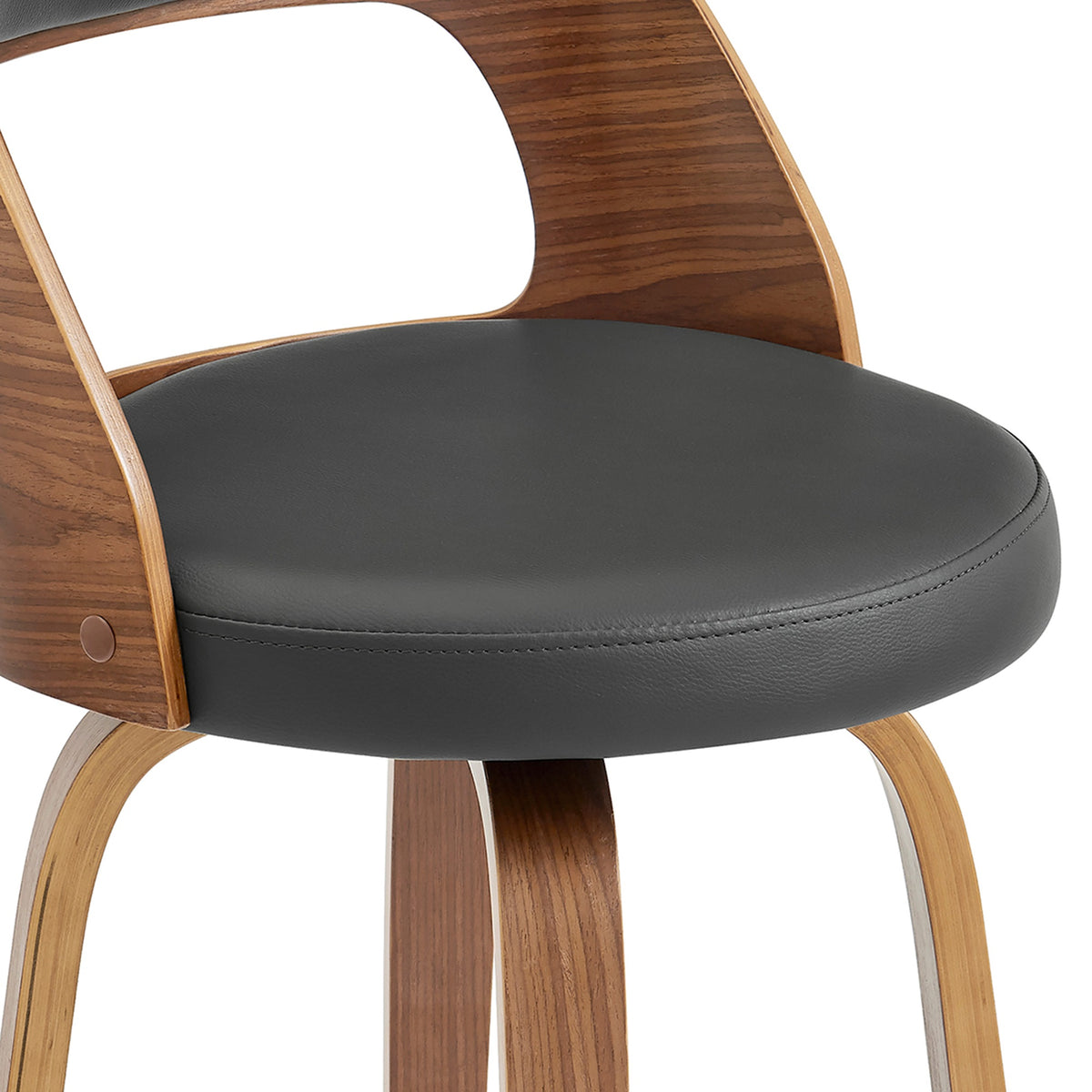 Gray Swivel Counter Stool with Wooden Back U842331
