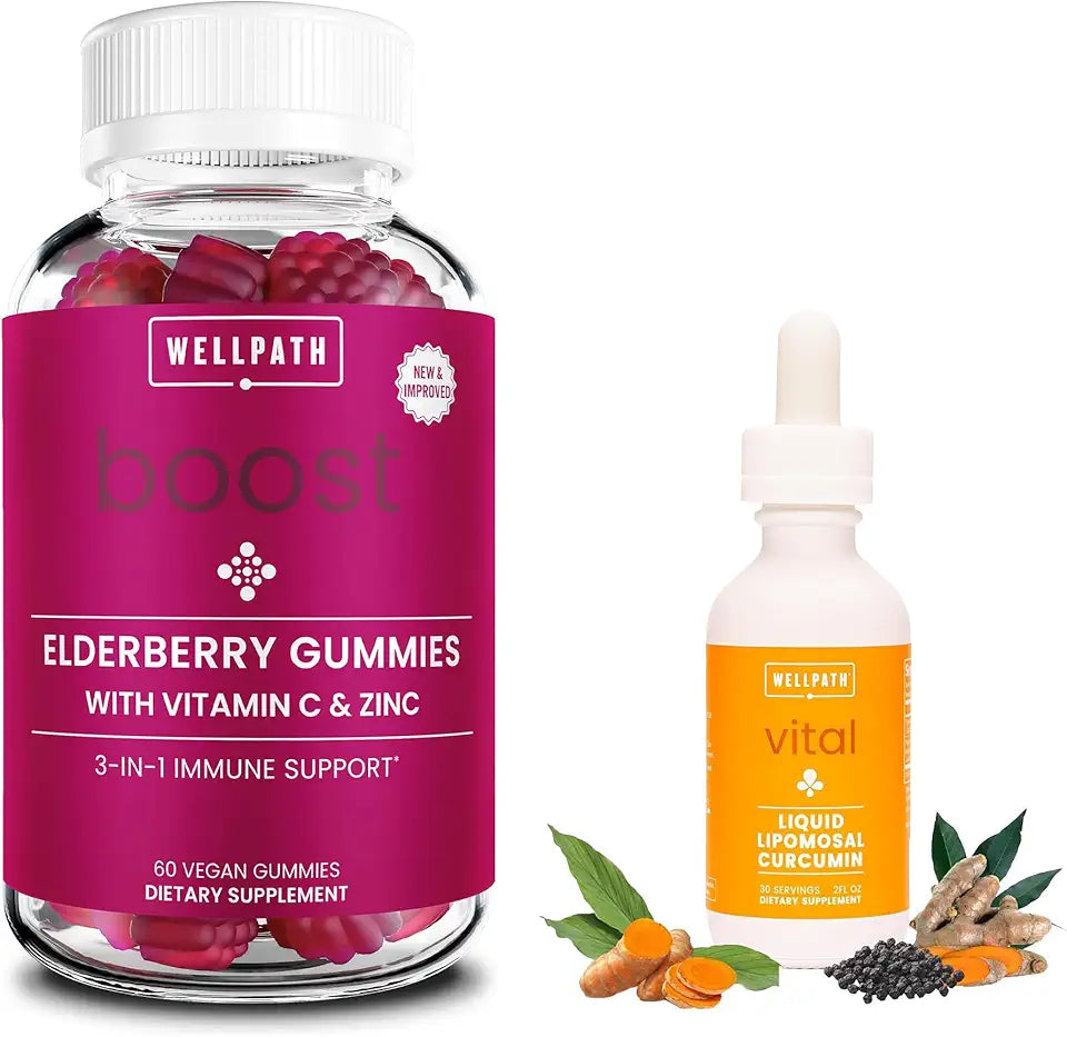Elderberry Gummies with Zinc 60 Ct + Turmeric Drops 2 oz P5577