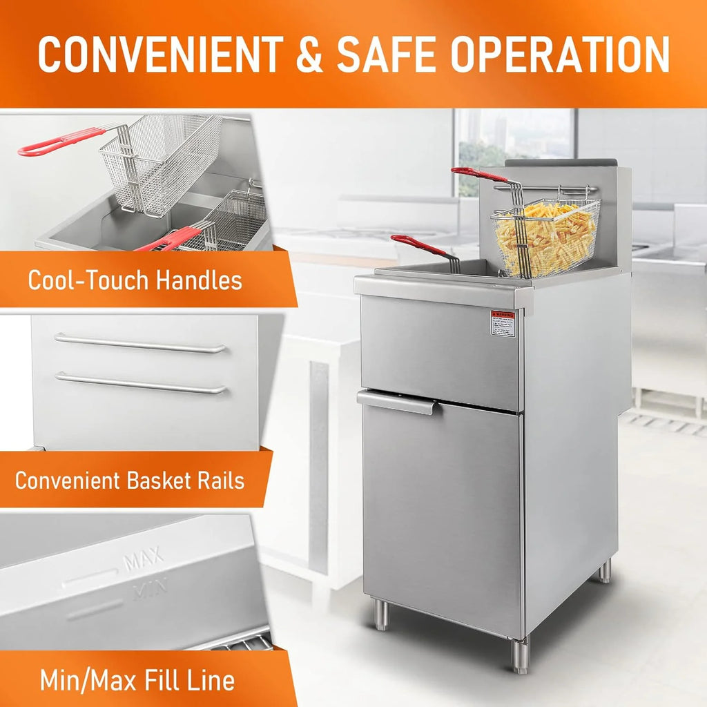 Commercial Stainless Steel Gas Deep Fryer with 2 Baskets D69663