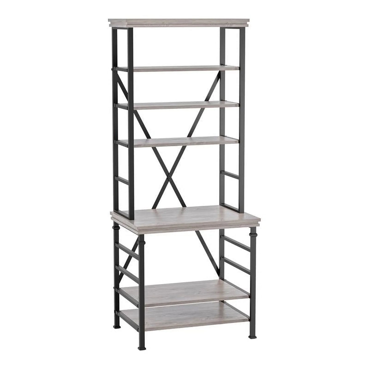 Antique White 6-Shelf Metal Bookcase W7362