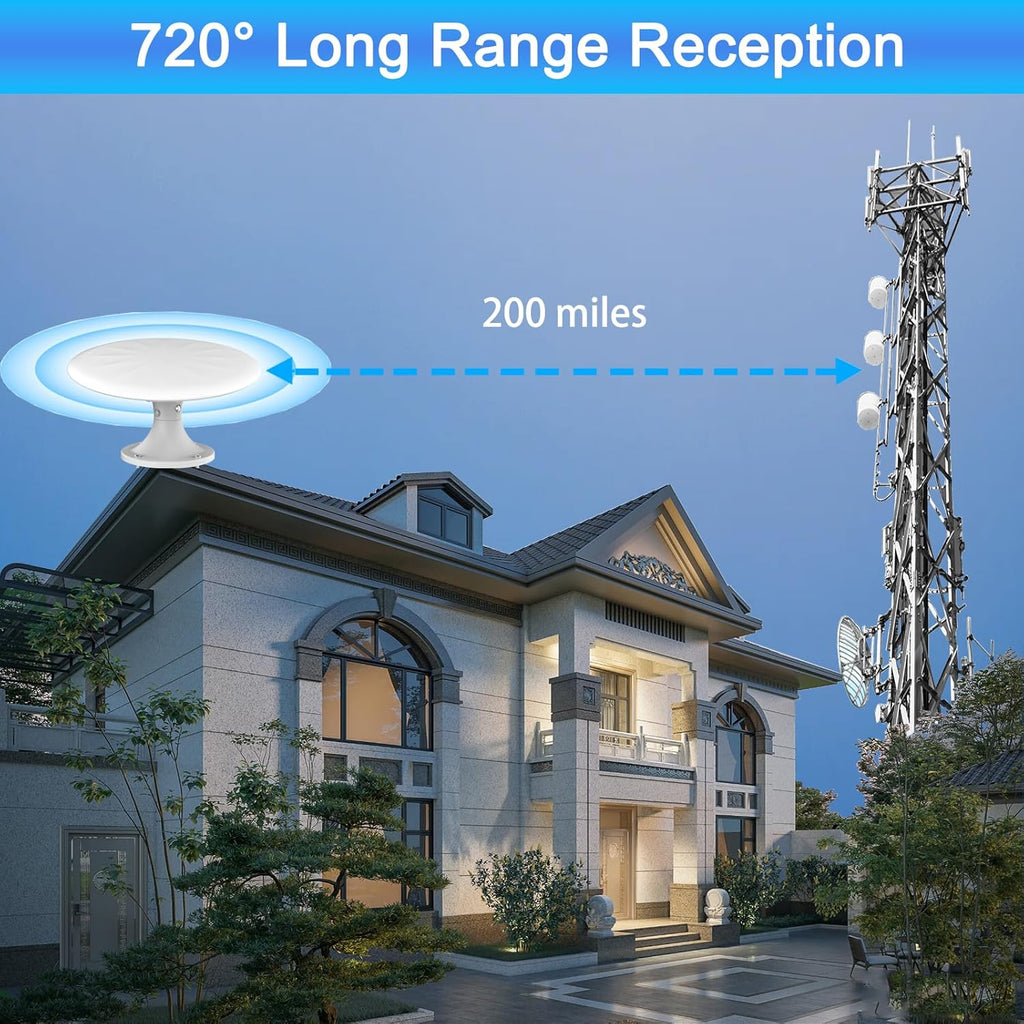 White 720° Omni Directional Digital HD TV Antenna with 35ft Cable N210