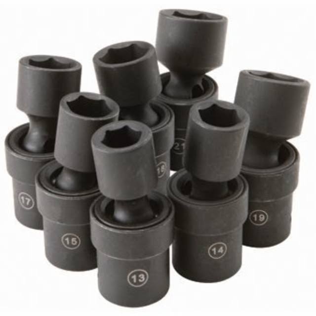 7 PC 1/2 in Drive Metric Impact Swivel Socket Set P95879