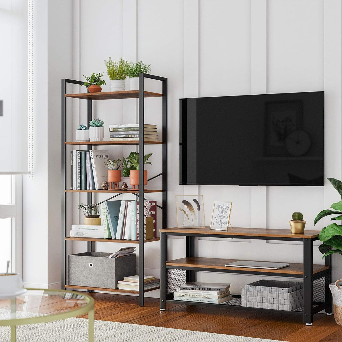 5-Tier Bookshelf with Steel Frame N7444