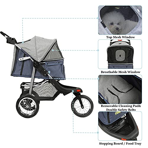 Heavy Duty Foldable Dog Stroller Black Red N9048