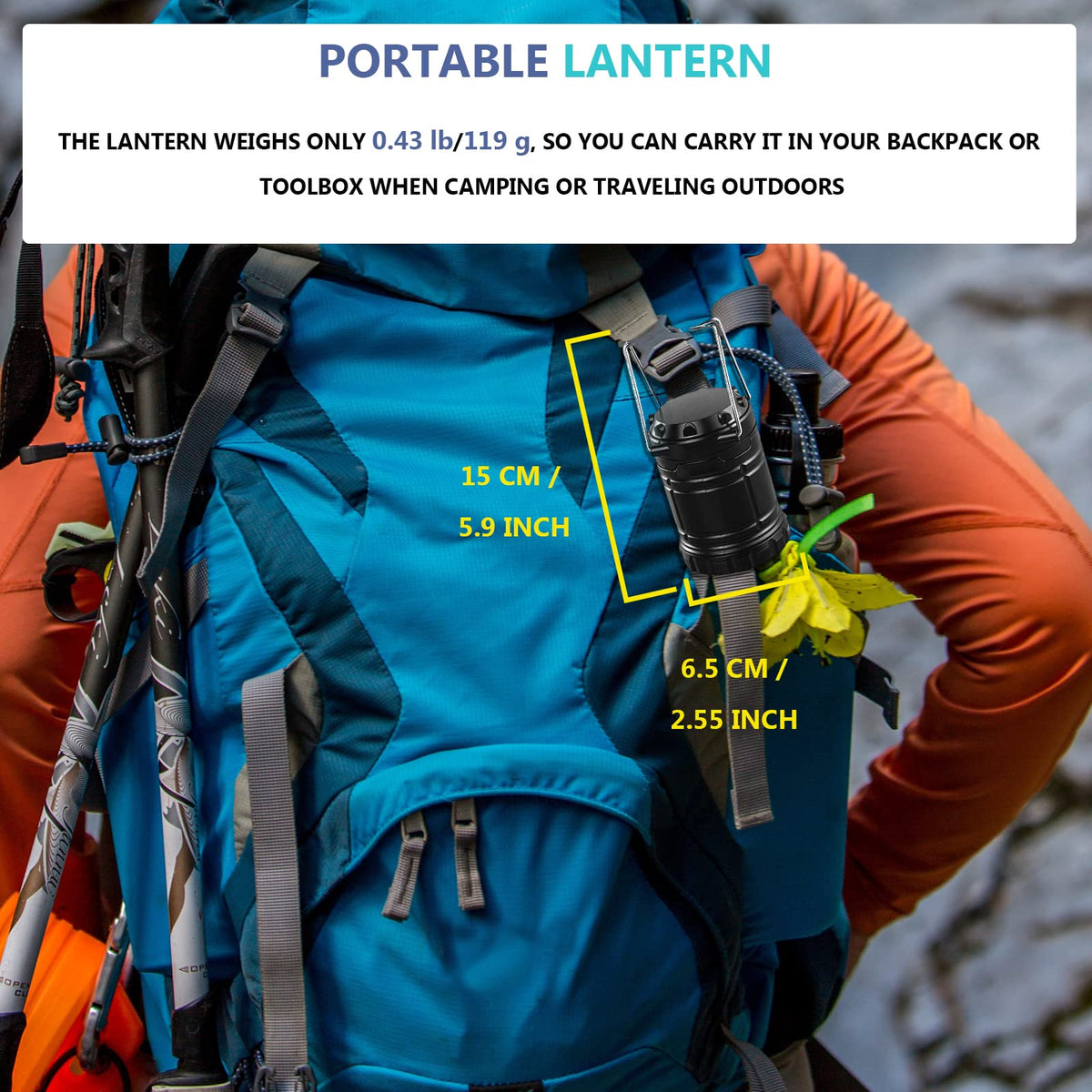4 Pack Camping Lantern with 30 LED Bulbs and COB Flashlight B78015