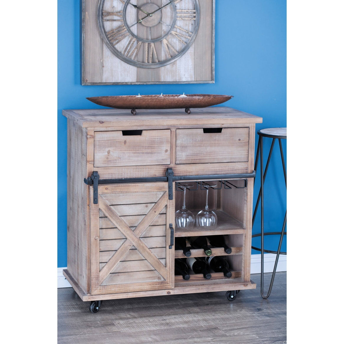 Rustic Fir Wood Storage Cabinet X932286
