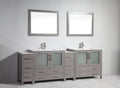 96 in. Single Sink Vanity Cabinet with Ceramic Sink & Mirror Grey R449
