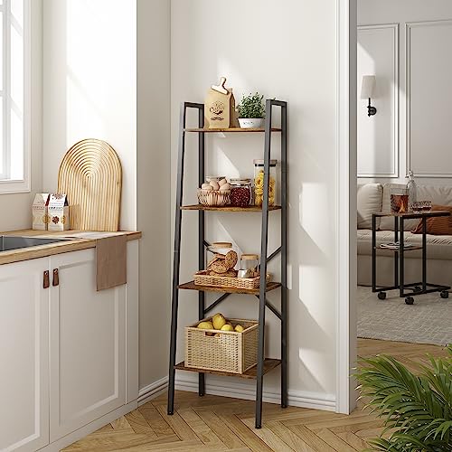 5-Tier Narrow Ladder Bookshelf, Metal Frame, Greige X223