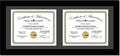 Black Vertical Double Diploma Frame with 2 Opening Black Mat L1319