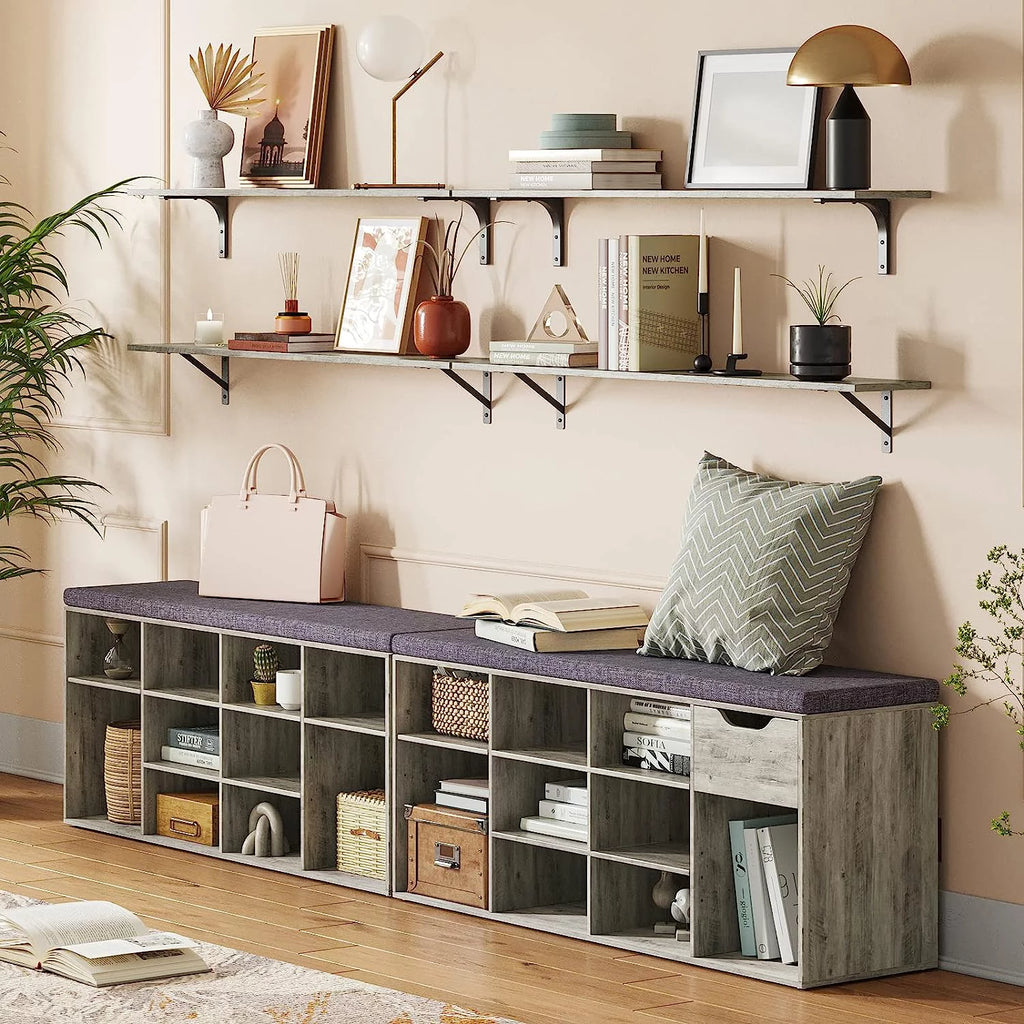 12 Cubbies Shoe Bench with Cushion E42138