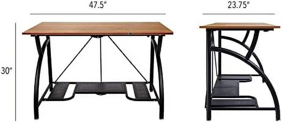 Folding Wooden Computer Desk with Bottom Shelf Black S195846