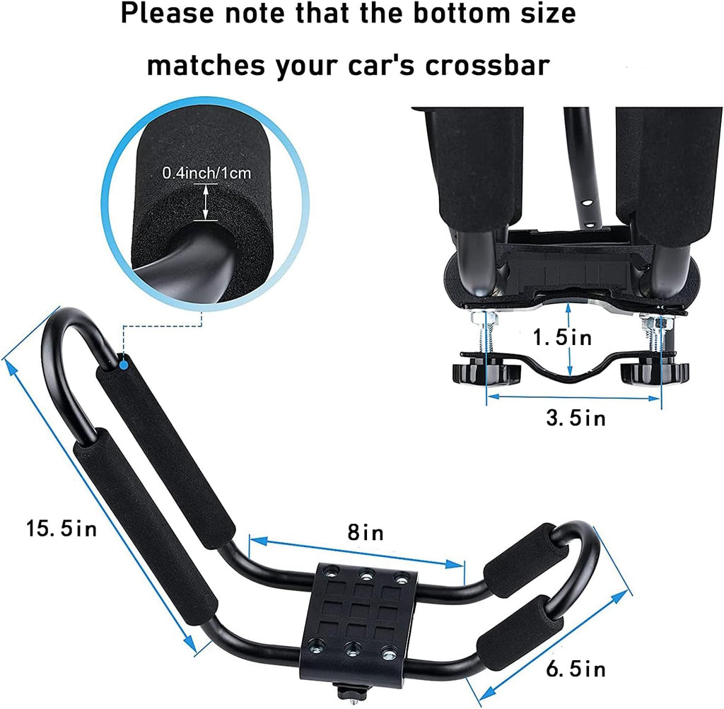 2PCS J-Bar Kayak Roof Rack with 2 7.2Ft Ratchet Lashing Straps V808