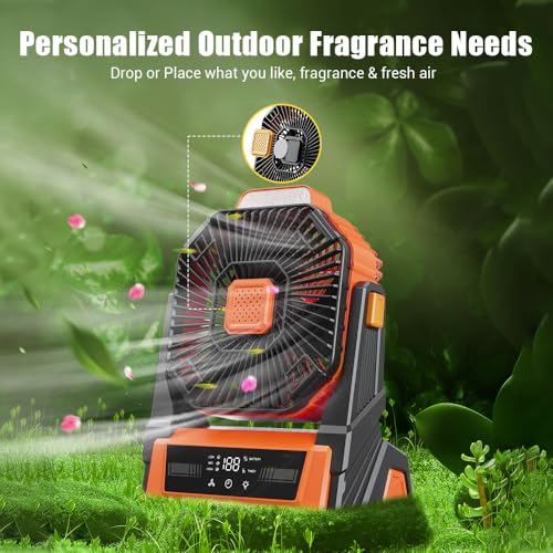 Portable Rechargeable 20000mAh Battery Powered Desk Fan with LED Lantern J653722