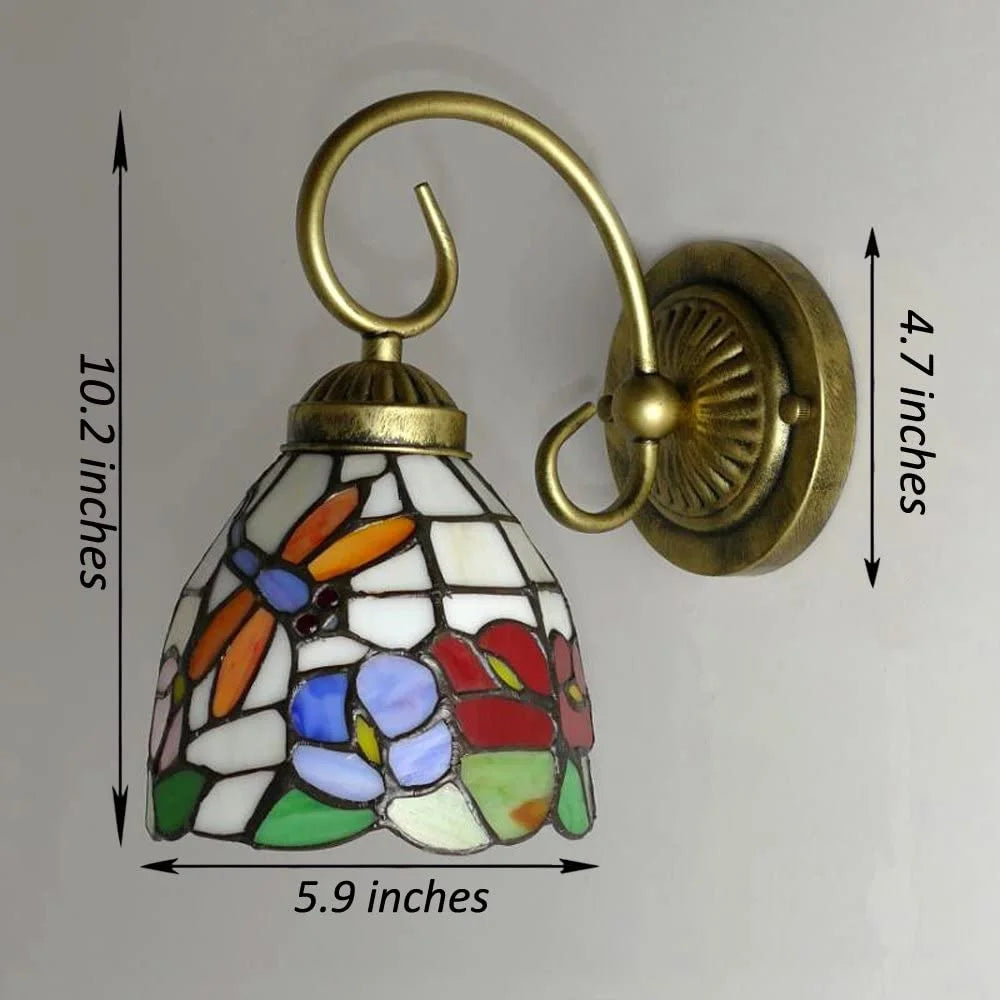 Tiffany Style Dimmable Wall Sconce with Remote Control, Set of 2 T696