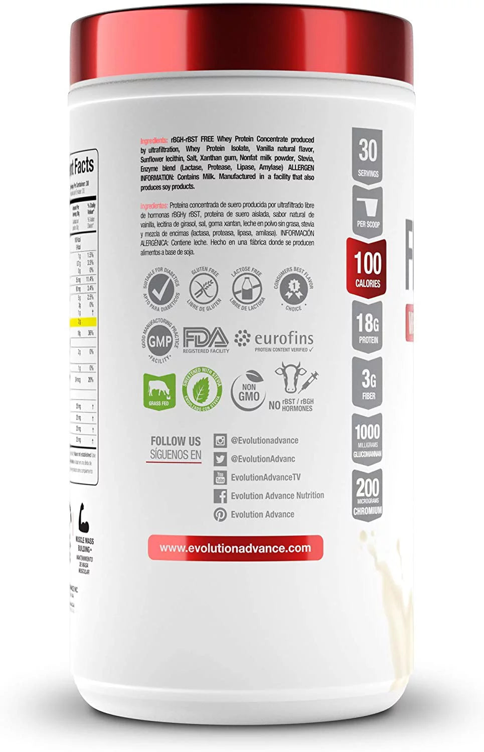 Whey Protein Powder 2 Pounds Vanilla H304634