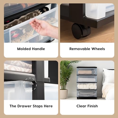 Black Plastic 5 Drawer Rolling Storage Organizer T8466