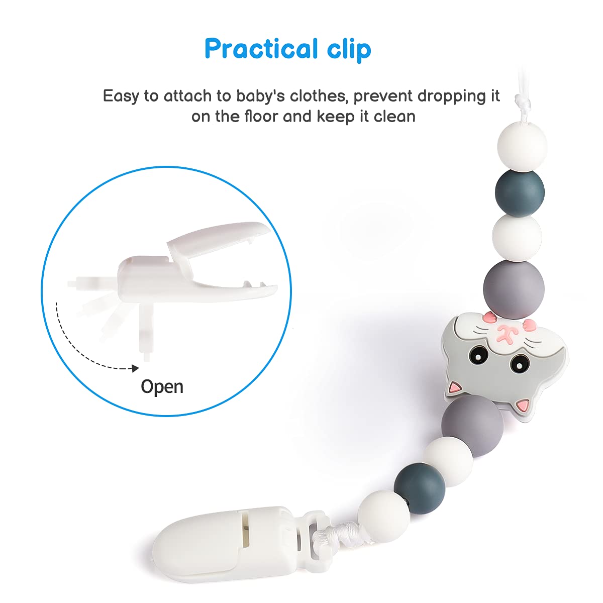 Silicone Baby Teething Toys with Pacifier Clip Holder Set E86621