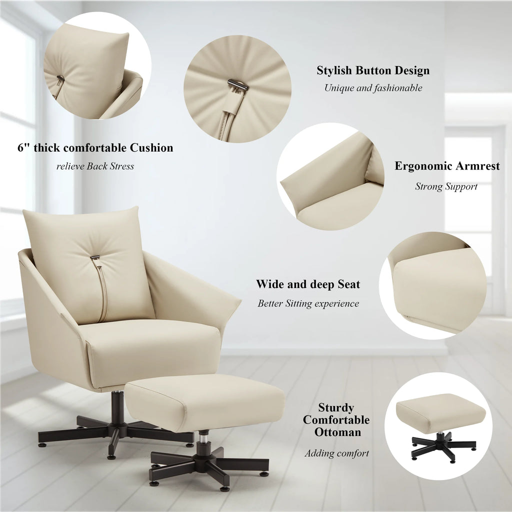 Swivel Armchair Upholstered with Metal Legs J9409